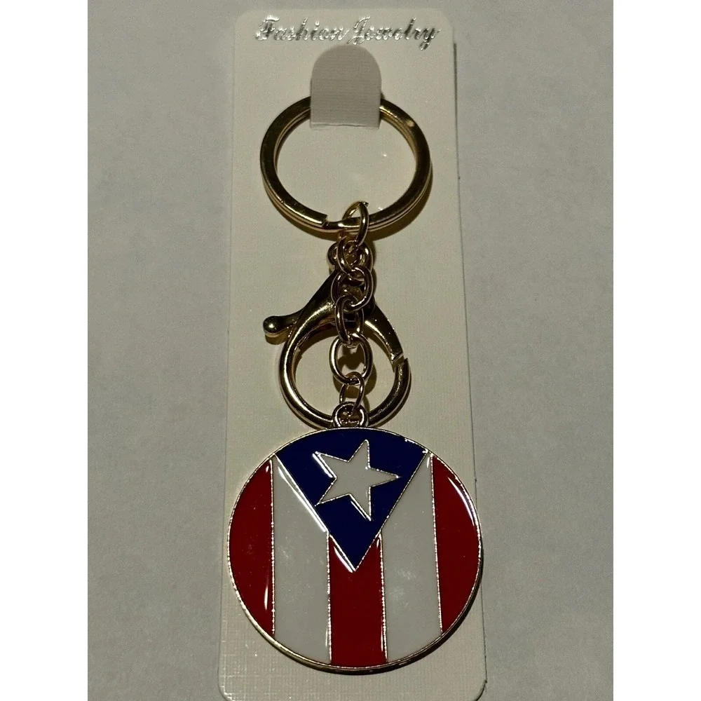 Puerto Rico Flag Keychain Variety Enamel Coqui Bongo Island Souvenir Multicolor